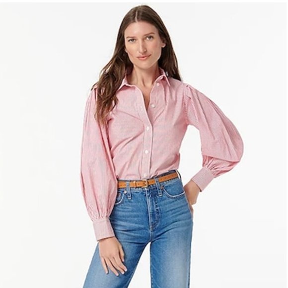 J. Crew Tops - J. Crew Slim-fit Puff-sleeve Shirt in Stripe